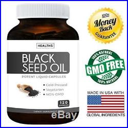100% Pure Black Seed Oil Vegan 120 Pcs Soft Gel Capsules Cumin USA Non GMO Cold