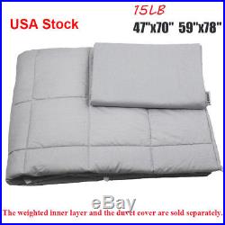 15LB Weighted Blanket for Adults, Fall Asleep Faster and Sleep Better-Light gray