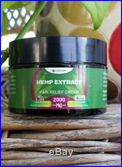 2000 MG Hemp Extract Pain Relief Cream for Sore Muscles & Joint Pain 4 oz. Jar