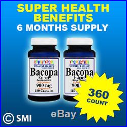 2 Pack Bacopa Extract 900mg 360Capsules Bacopa Monnieri 6 Month Supply Made USA
