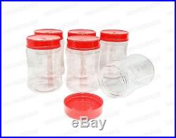 500ml Pet Plastic Clear Jar Container Storage Cosmetic Oil Cream Food Red LID