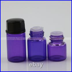 6X120X Glass Dram Bottles 1ml 3ml Sample Vials Orifice Reducer Essential Oils