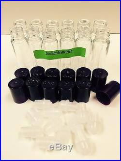 864 Bottles CASE PLAIN 1/3 oz 10ml CLEAR Glass Roll on With BLACK Cap & Roller