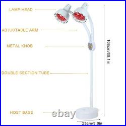 Adjustable Double Head Infrared Light Heating Therapy Floor Stand Beauty Lamp US