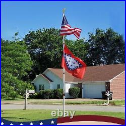 Apluschoice 20 Ft Telescopic Flag Pole Kit with Eagle Topper Residential Silver