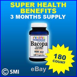 Bacopa Extract 900 mg 180 Capsules Bacopa Monnieria 3 Month Supply Made In USA