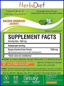 Bacopa Monnieri Extract Powder High Strength Brahmi 50% Bacosides Improve Memory