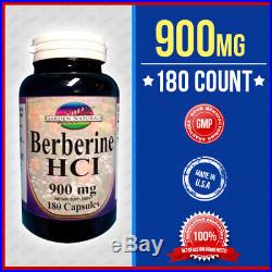 Berberine HCI 900mg 180 Capsules Depression, Cholesterol, Heart Made In USA