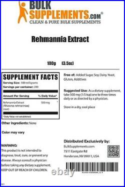 BulkSupplements. Com Rehmannia Root Extract Powder Benefits Overall Health & We