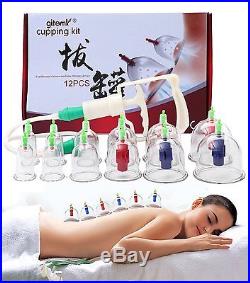 Chinese Cupping Therapy Set 12 Cup Traditional Vacuum Massage Kit Suction Body