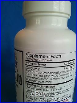 Curcumin Maximum Strength 750 mg 95% Curcuminoids Herb 200 Caps 3 Month Supply