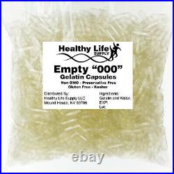 Empty Gelatin Capsules Sizes 000 00 0 1 2 3 4 USA Kosher // Halal Gel Caps