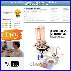 Essential Oil Distiller 5L Steam Distillation Equipment Copper Premium Kit