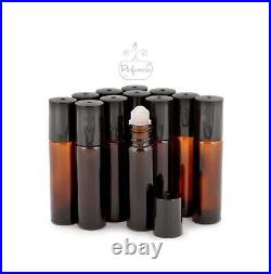 Essential Oil Rollers Amber Glass Roll on Bottles 10 ml Refillable FREE SHIP