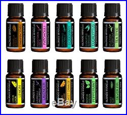 Essential Oils Set Top 10 Aromatherapy Premium Gift Kit 100% Pure & Therapeutic