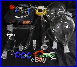 Essential oil steam distillation apparatus kit, 220V, Liebig Condenser, lab glass