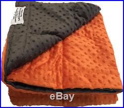 Extra Soft Breathable Orange and Charcoal Weighted Sensory Blanket -25lb 48x80