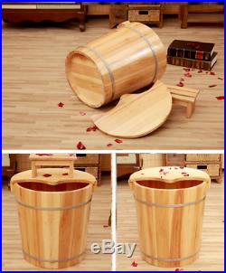 Foot basin Tall wooden bucket with cover rest stool foot bath3in1