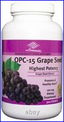 Highest Potency Grape Seed Extract 300 Tablets OPC -15 Red wine, Bilberry