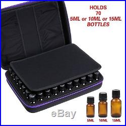 Hipiwe 70 Essential Oils Carrying Case Holds 5ml 10ml 15ml Bottles Hard Shell