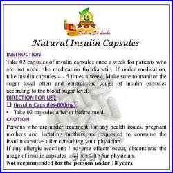 Insulin Plant Leaves Capsules (600mg)Costus Igneus Diabetic Natural Organic Pure