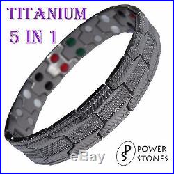 Mens Titanium Super Strong Magnetic Therapy Bracelet Bio 5 In 1 Arthritis 033s