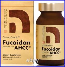 NatureMedic Fucoidan Powered with AHCC, 1 Bottle 160 Vegetable Capsules, JAPAN