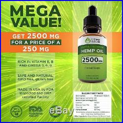 Organic Hemp Oil Extract Drops 2500mg for Pain Sleep Aid Anxiety Stress Relief