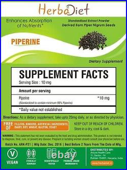 Piperine 95% Black Pepper Extract Powder PURE Turmeric Bioavailability Enhancer