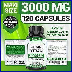 Premium Natural CBD2 Hemp Oil Capsules 3000MG High Dosage Pain Relief -US Seller