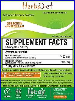 Quercetin with Bromelain Extract Powder Immune Health Antioxidant Cardio Support