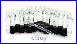 ROLL ON BOTTLES Empty Clear Glass Essential Oil Perfume Roller Ball Bottle 24 Pc