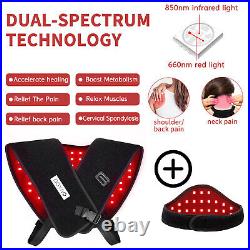 Red Light Infrared Light Therapy for Neck Shoulder Pain Relief Wrap Belt Device