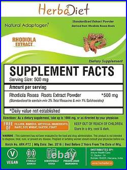 Rhodiola Rosea Root Extract Powder 3% Rosavins 1% Salidrosides Natural Energy