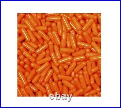 Size 000 Orange Empty Gelatin Pill Capsules Kosher Gel Gluten-Free Made in USA