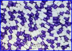 Size 000 Purple & White Empty Gelatin Pill Capsules Kosher Gel Caps Made in USA