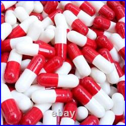 Size 000 Red & White Empty Gelatin Pill Capsules Kosher Gel Gluten-Free Gelcaps
