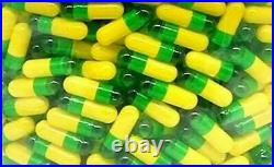 Size 00 Green & Yellow Empty Gelatin Pill Capsules Kosher Gluten-Free USA Made