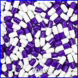 Size 00 Purple/White Empty Gelatin Pill Capsules Kosher Gel Gluten-Free USA Made