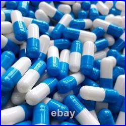 Size 0 Blue/White Empty Gelatin Gelcaps Pill Capsules Kosher Gluten-Free USA