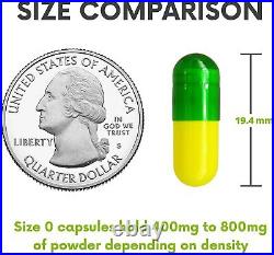 Size 0 Green & Yellow Empty Gelatin Pill Capsules Kosher Gluten-Free Halal Gel