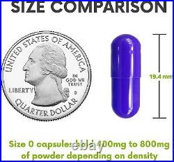 Size 0 Purple Empty Gelatin Pill Capsules Caps Kosher Gel Gluten-Free USA Made