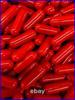Size 0 Red Empty Gelatin Pill Capsules Kosher Gel Gelcaps Gluten-Free USA Made