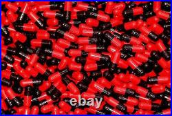 Size 3 Black & Red Empty Gelatin Pill Capsules Kosher Gel Gelcaps Made in USA