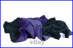 Soft Breathable Purple/Black Minky Weighted Sensory Blanket 16lb 48x70 in