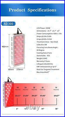 Timmable 300W 500W 1000W 630nm/660nm Red Light Therapy Infrared 810/830/850nm
