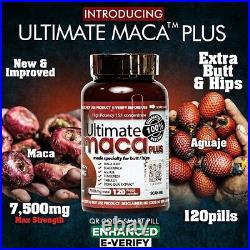 Ultimate Maca Pills for natural Big Butt and Hip enhancements 7500MG, 120 pills