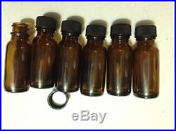 WHOLESALE LOT OF 540 1/2oz AMBER ROUND GLASS BOTTLES With CAPS 15ml ESSENTIAL OIL