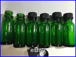 WHOLESALE LOT OF 540 1/2oz GREEN ROUND GLASS BOTTLES With CAPS 15ml ESSENTIAL OIL